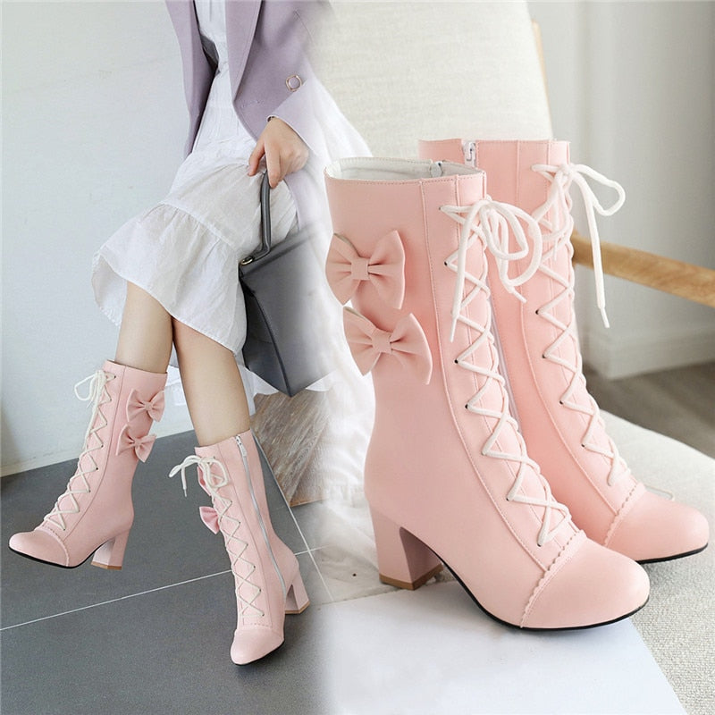2021 Lolita Kawaii High Heel Princess Dress Up Shoes With Cross
