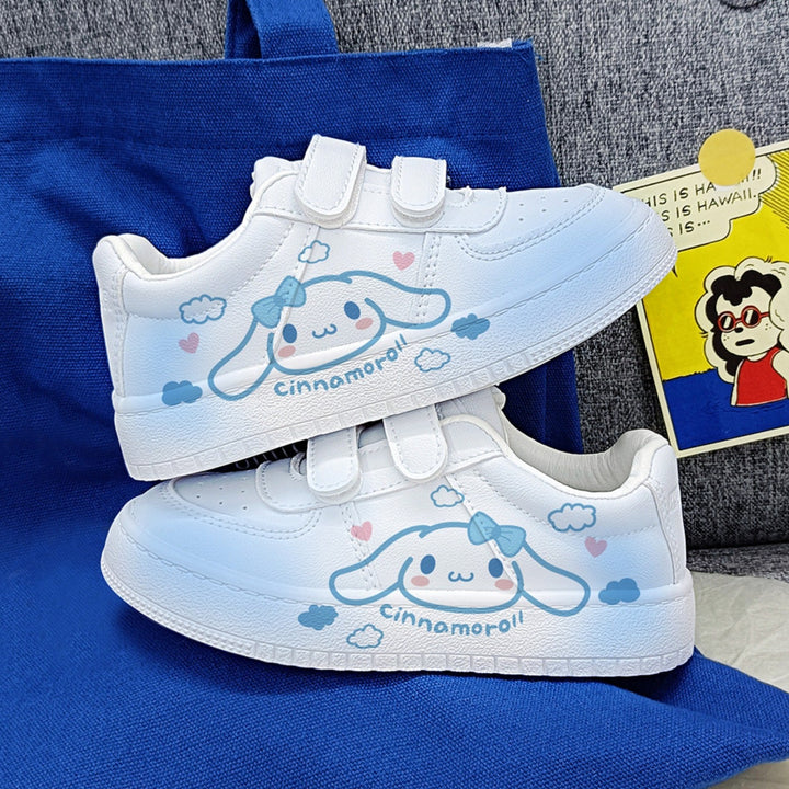 Cute Kawaii Dog Student Sneakers Kids Size with Velcro Fastener