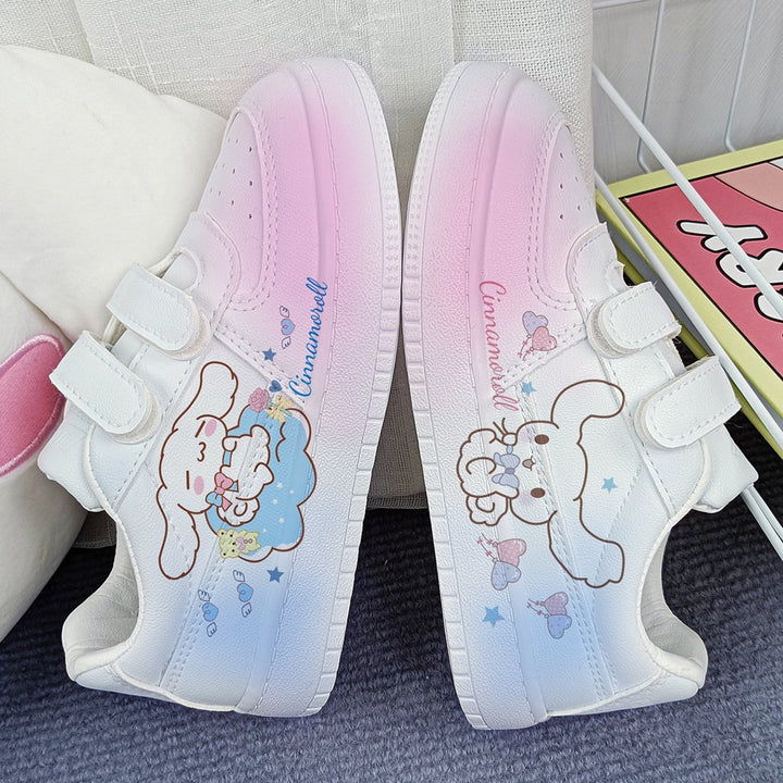 Kawaii Dog Student Sneakers Kids Size with Velcro Fastener