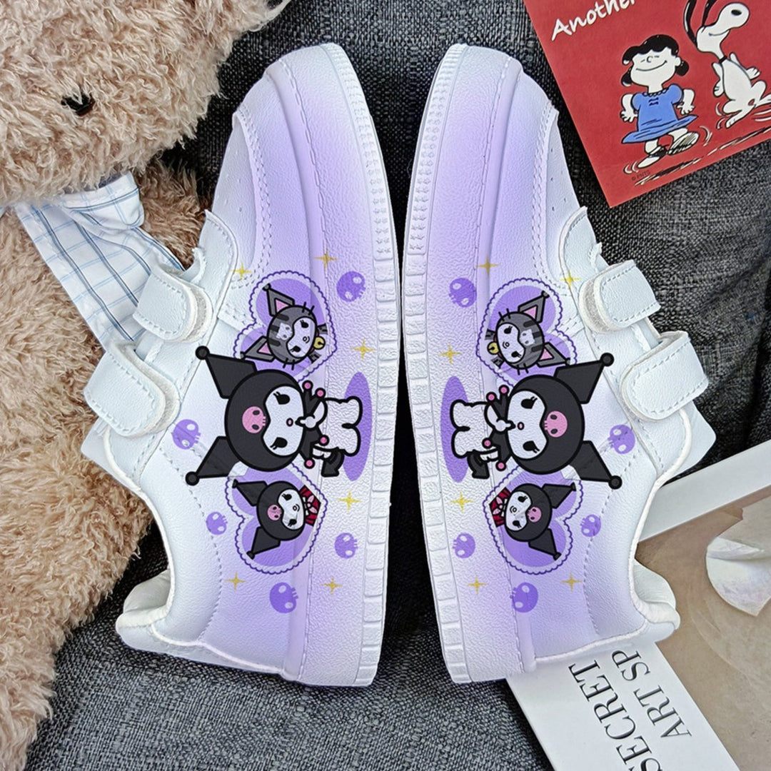 Kawaii Kuromi Student Sneakers Kids Size with Velcro Fastener