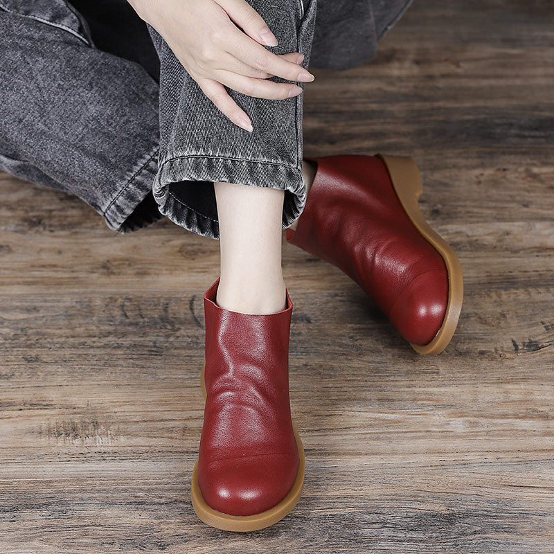 Womens Genuine Leather Handmade Ankle Boots