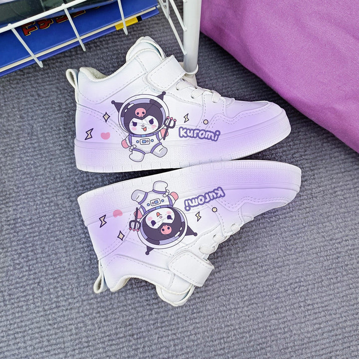 Girls Kawaii Cartoon Kuromi Student Sneakers Kids Size with Velcro Fastener