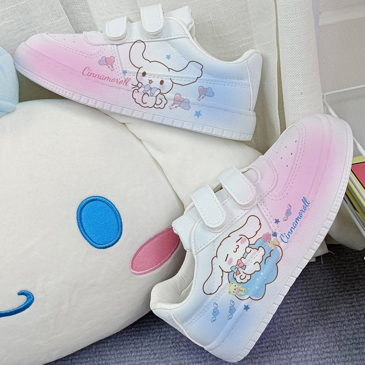 Kawaii Dog Student Sneakers Kids Size with Velcro Fastener