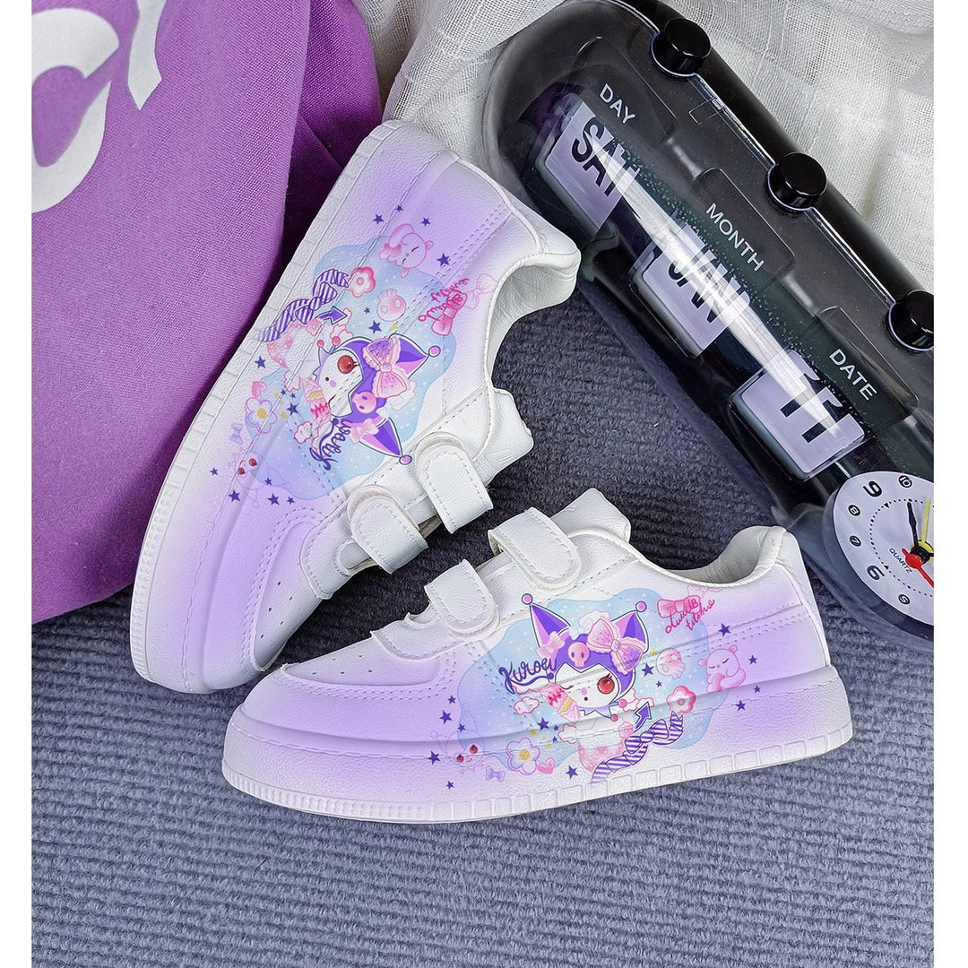 “Dream” Cartoon Print Student Sneakers Kids Size with Velcro Fastener