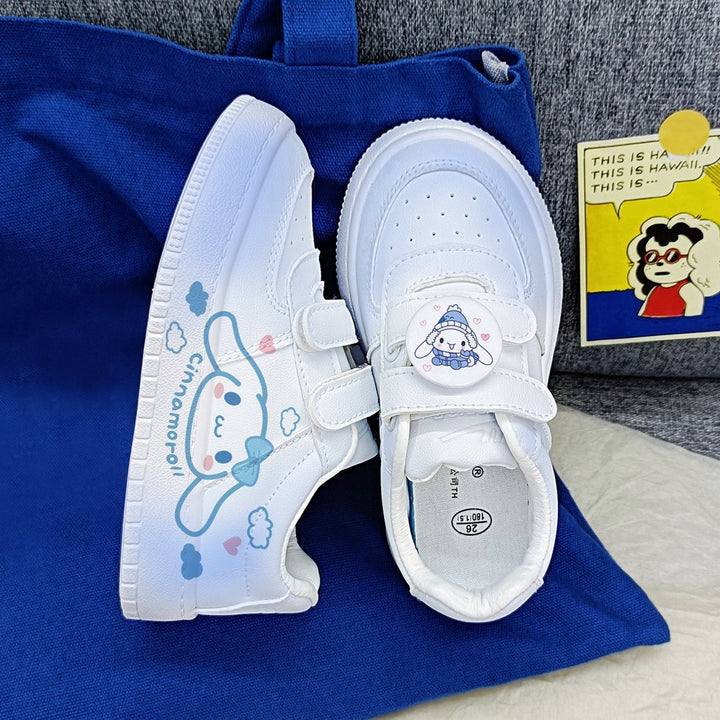 Cute Kawaii Dog Student Sneakers Kids Size with Velcro Fastener