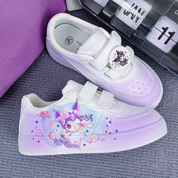 “Dream” Cartoon Print Student Sneakers Kids Size with Velcro Fastener