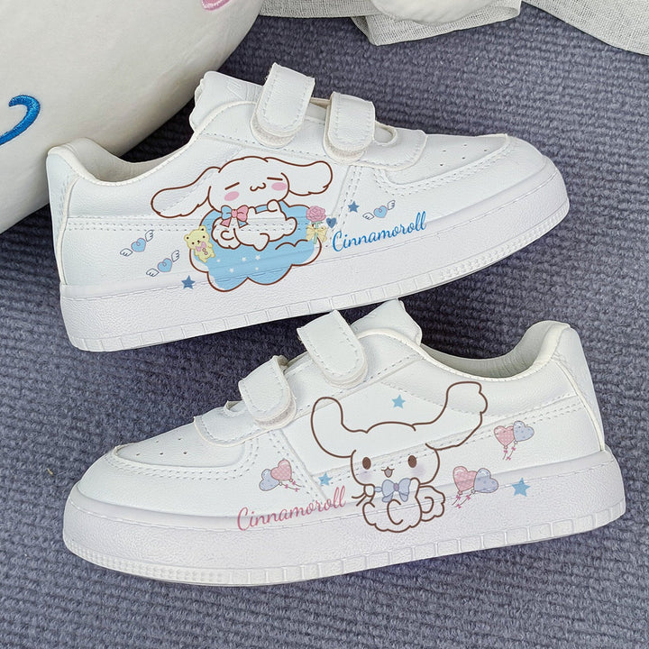 Kawaii Dog Student Sneakers Kids Size with Velcro Fastener