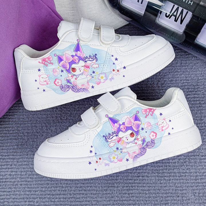 “Dream” Cartoon Print Student Sneakers Kids Size with Velcro Fastener