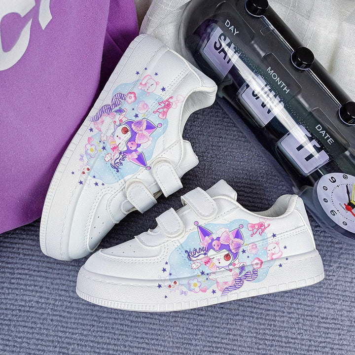 “Dream” Cartoon Print Student Sneakers Kids Size with Velcro Fastener