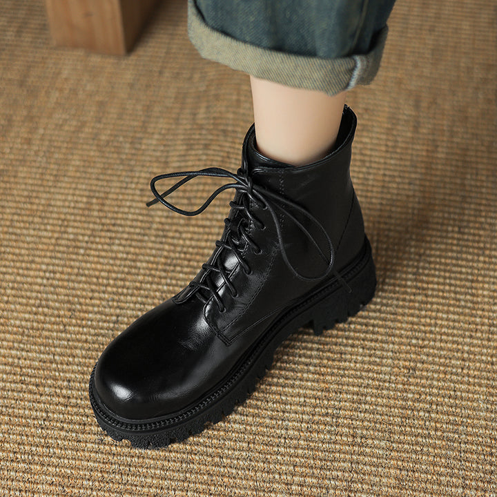 Womens Round Toe Block Heels Zipper Ankle Boots