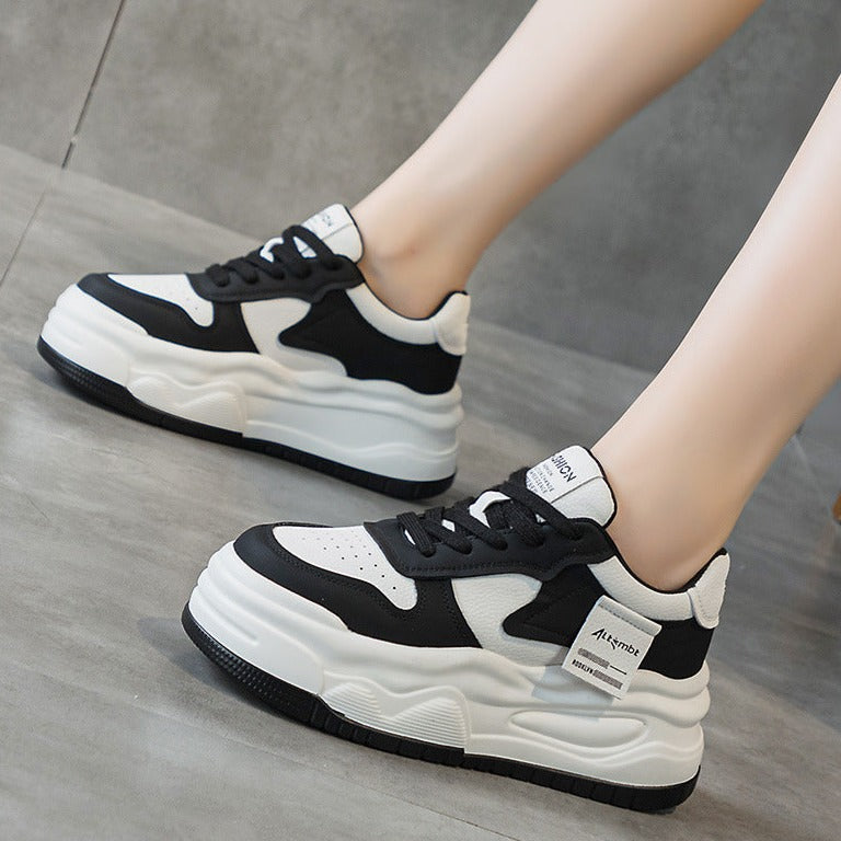 Women's Platform Casual Leather Board Shoes Sneakers