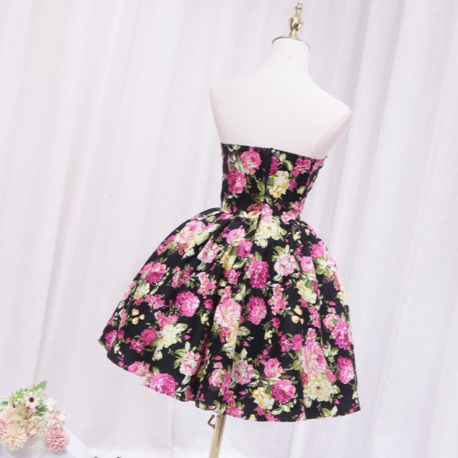 Vintage Floral Short Gown Homecoming Dress