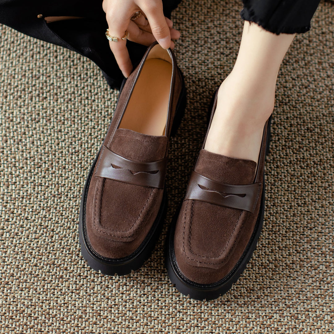 Handmade Classic Platform Loafers Flats Women's Shoes