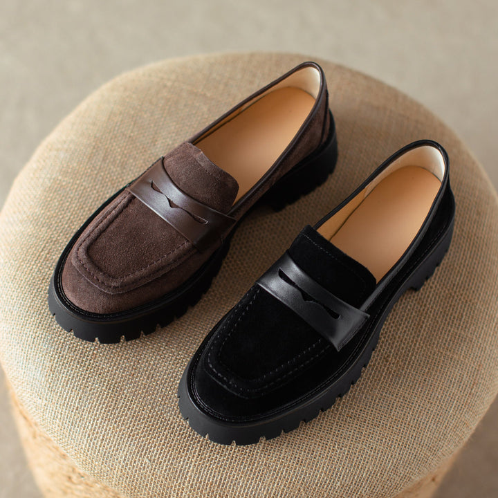 Handmade Classic Platform Loafers Flats Women's Shoes