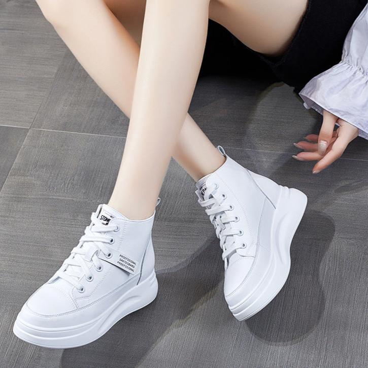 Women's High-top Platform Leather Sneakers