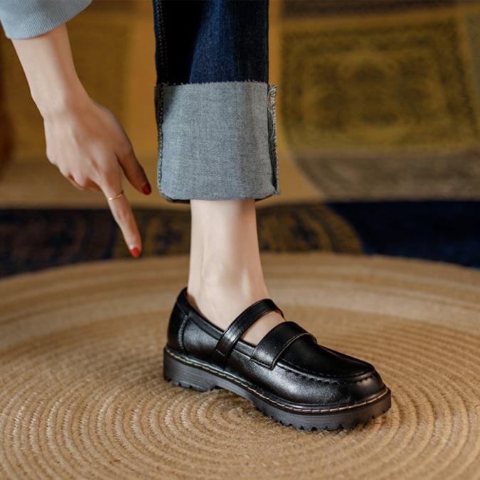 Japanese Mary Jane with Black Belt Buckle for Women