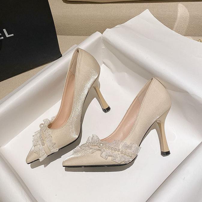 Womens High Heels Wedding Pearl Pump