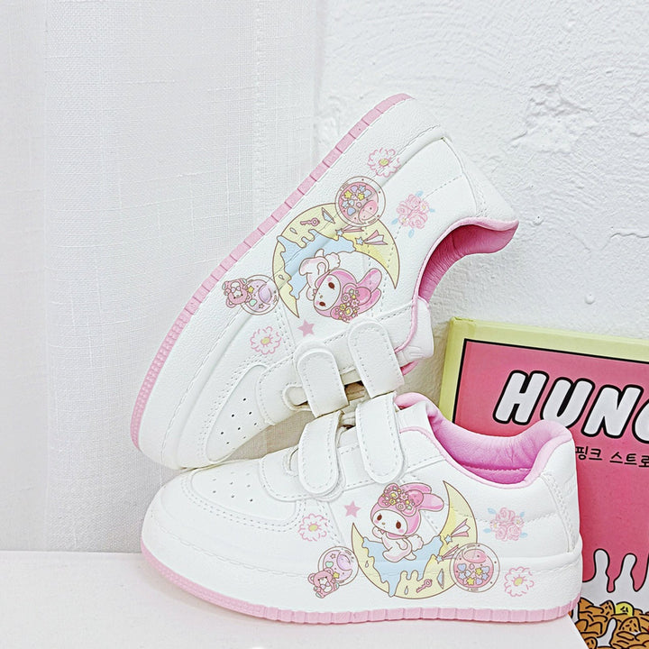 Pink Kawaii Melody Student Sneakers Kids Size with Velcro Fastener