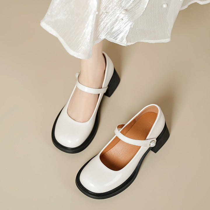 Chic French Style for Women Round-Toe Mary Janes Heels