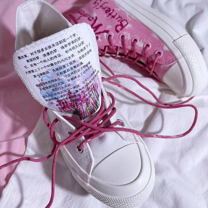 Pink Romantic Lavender High-top Canvas Shoes