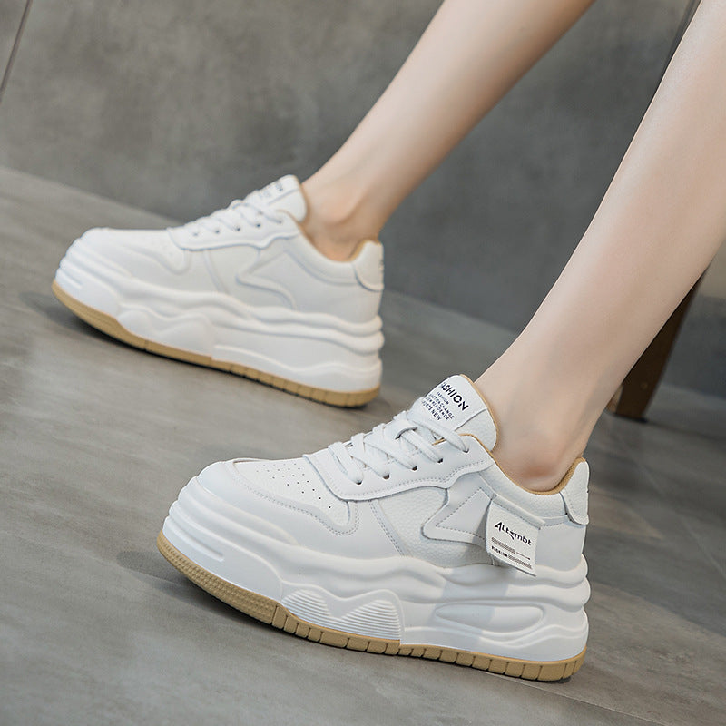 Women's Platform Casual Leather Board Shoes Sneakers