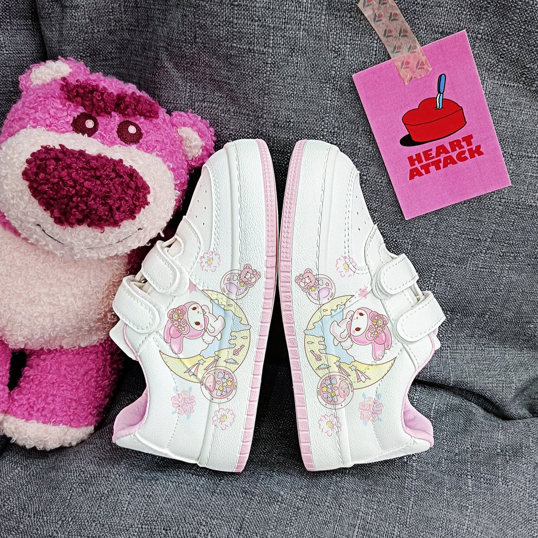 Pink Kawaii Melody Student Sneakers Kids Size with Velcro Fastener