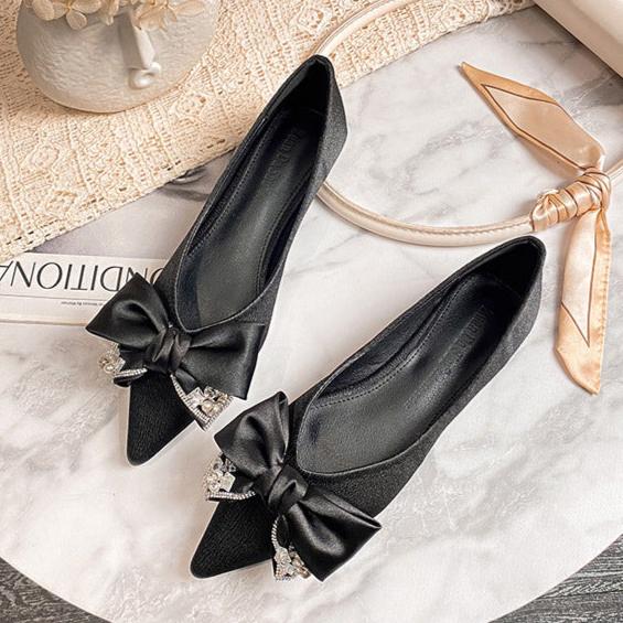 Women's Flat Bow Pointed Toe Comfortable Ballet Shoes