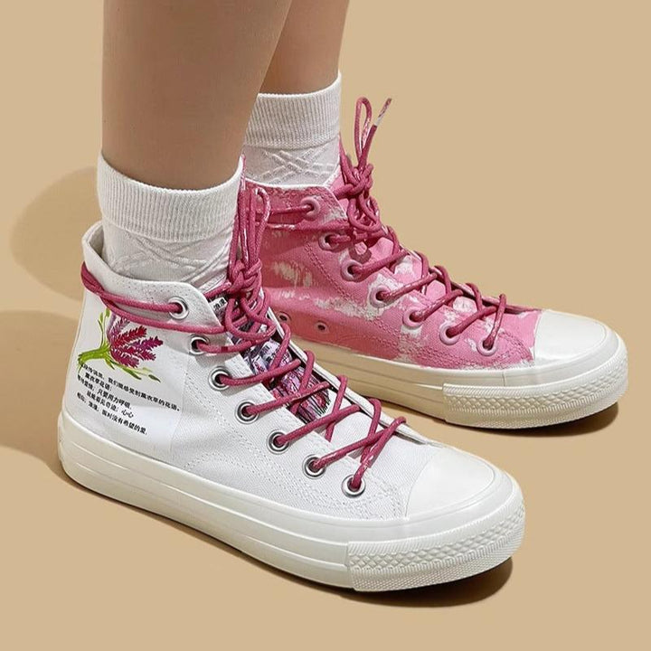 Pink Romantic Lavender High-top Canvas Shoes