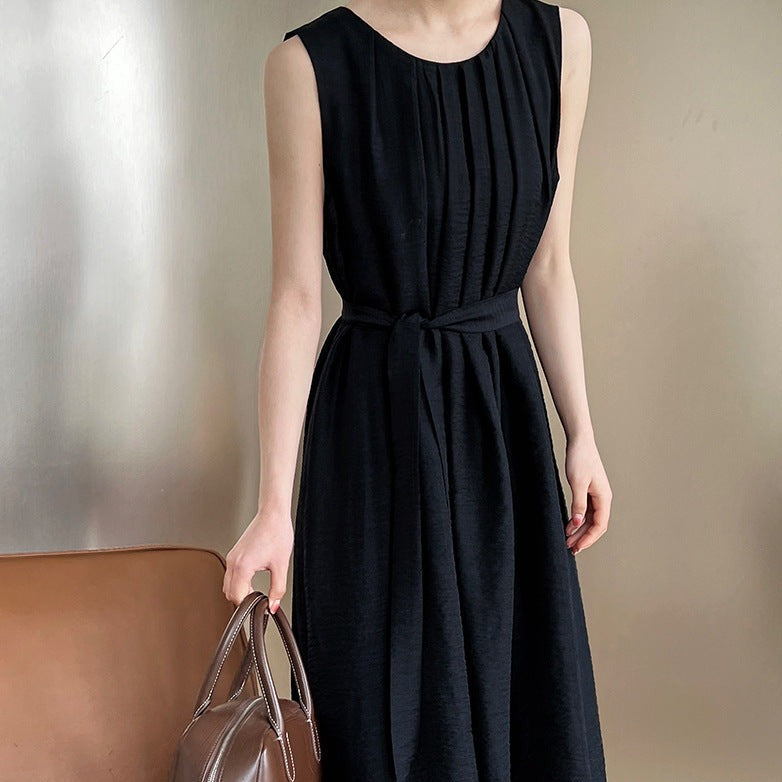 Pleated Sleeveless Vacation Maxi Dress