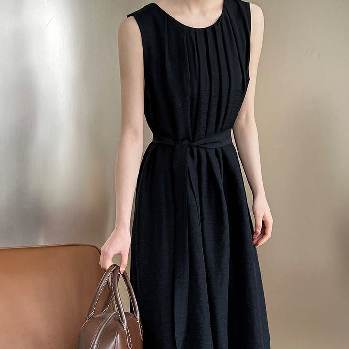 Pleated Sleeveless Tank Dress Vacation Maxi Dress