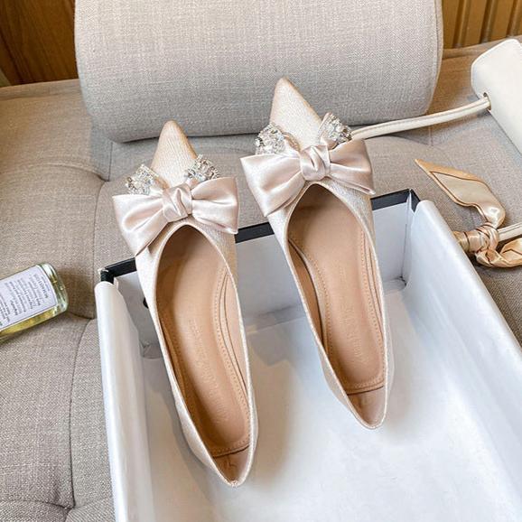 Women's Flat Bow Pointed Toe Comfortable Ballet Shoes