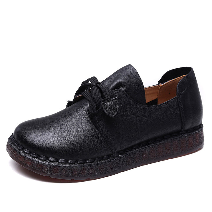 Women's Casual Lace-up Loafers Handmade Leather Flats