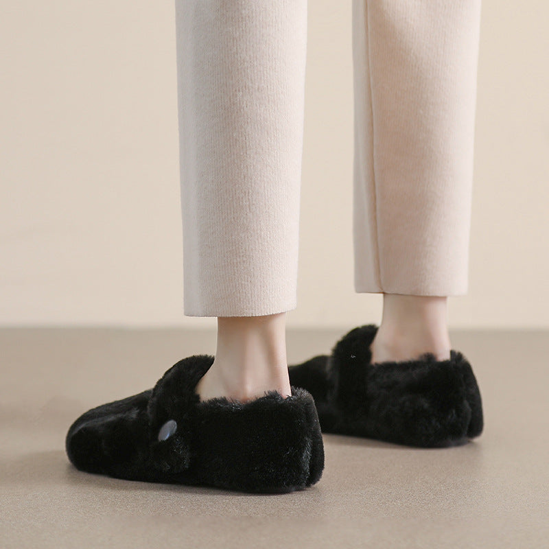 Women Faux-Fur Loafers Cute warm Winter Fleece Flat Casual Shoes