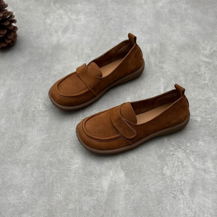 Retro Genuine Leather Flats Loafers Handmade Slip-on Women's Shoes