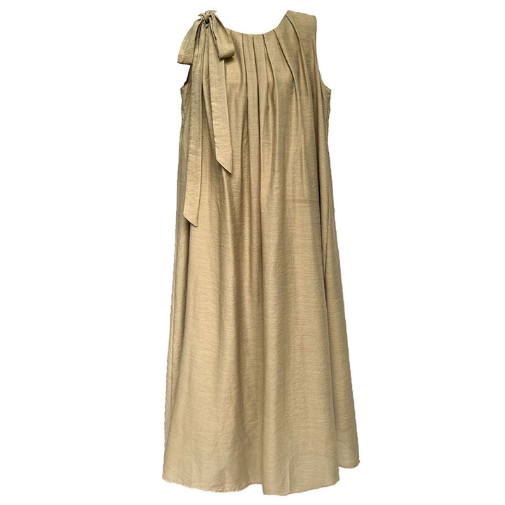 Pleated Sleeveless Vacation Maxi Dress