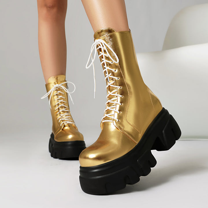 Women's Thick Heel Motorcycle Short Boots