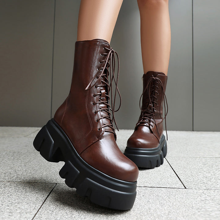 Women's Thick Heel Motorcycle Short Boots