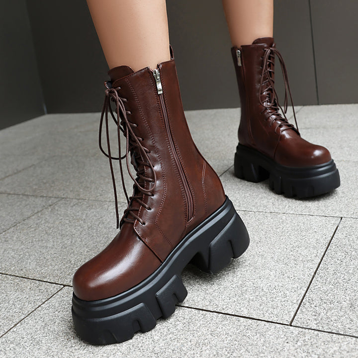 Women's Thick Heel Motorcycle Short Boots