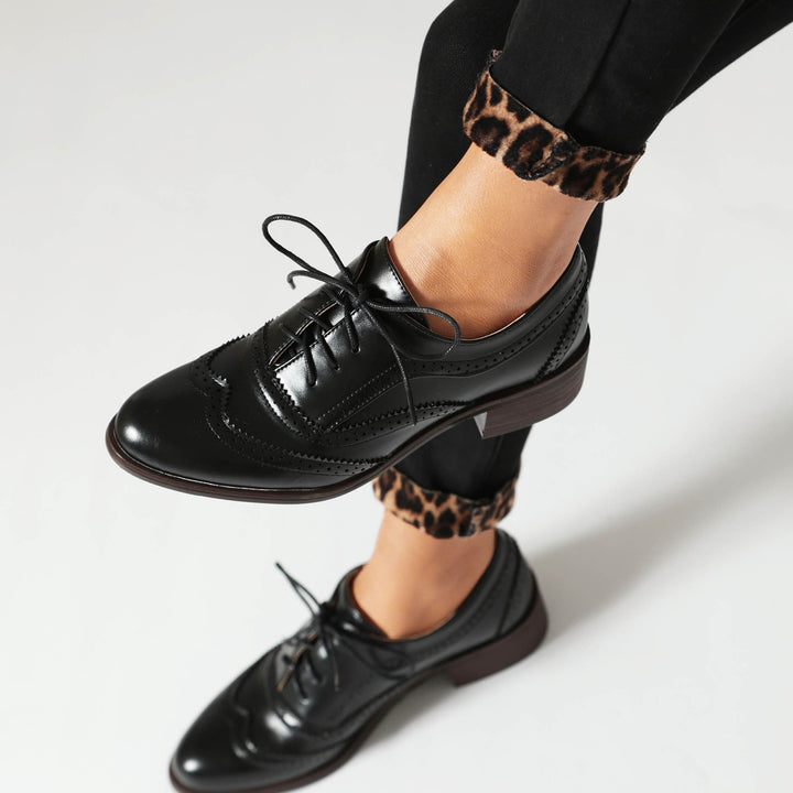 Women's Chunky Heel Block Lace Up Oxford Shoes