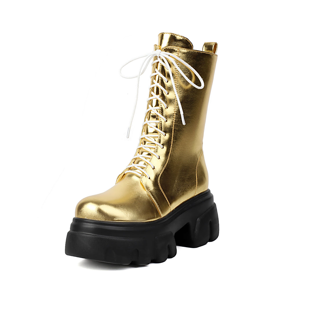 Women's Thick Heel Motorcycle Short Boots