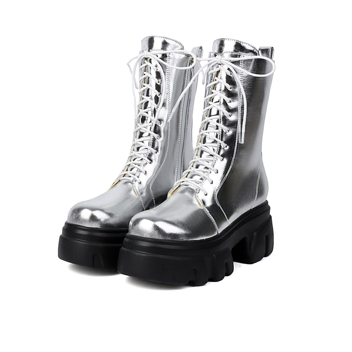 Women's Thick Heel Motorcycle Short Boots