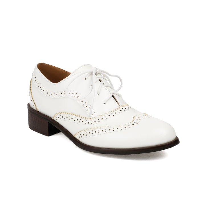 Women's Chunky Heel Block Lace Up Oxford Shoes