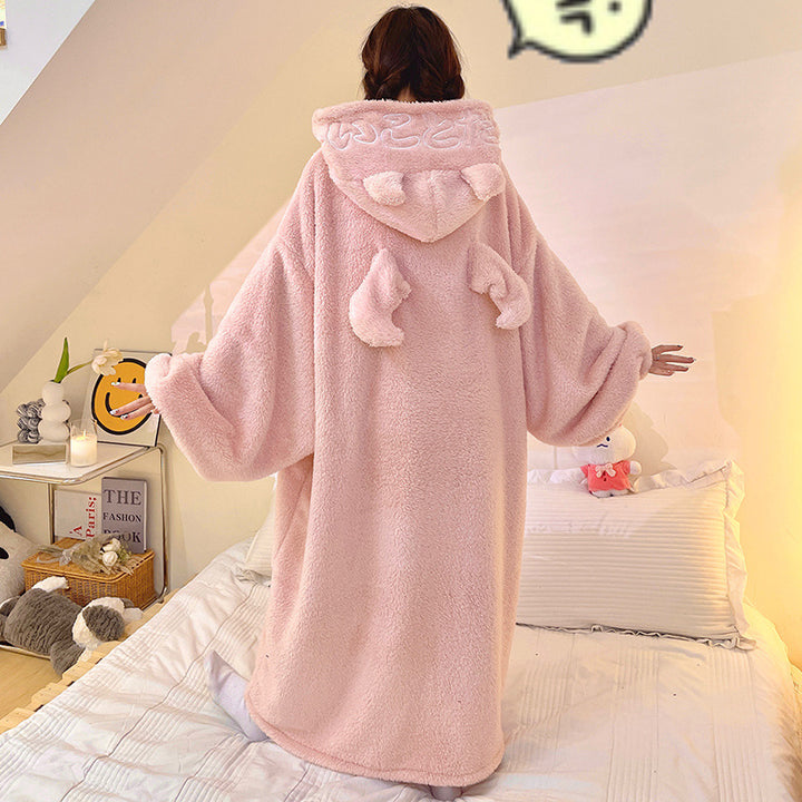 Devil Robe Hooded Pajamas Padded Homewear Couple Embroidered Clothes