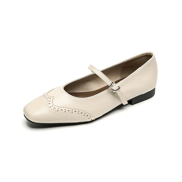 Square Toe Brogue Mary Janes Flats for Women