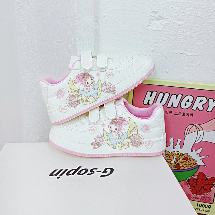 Pink Kawaii Melody Student Sneakers Kids Size with Velcro Fastener