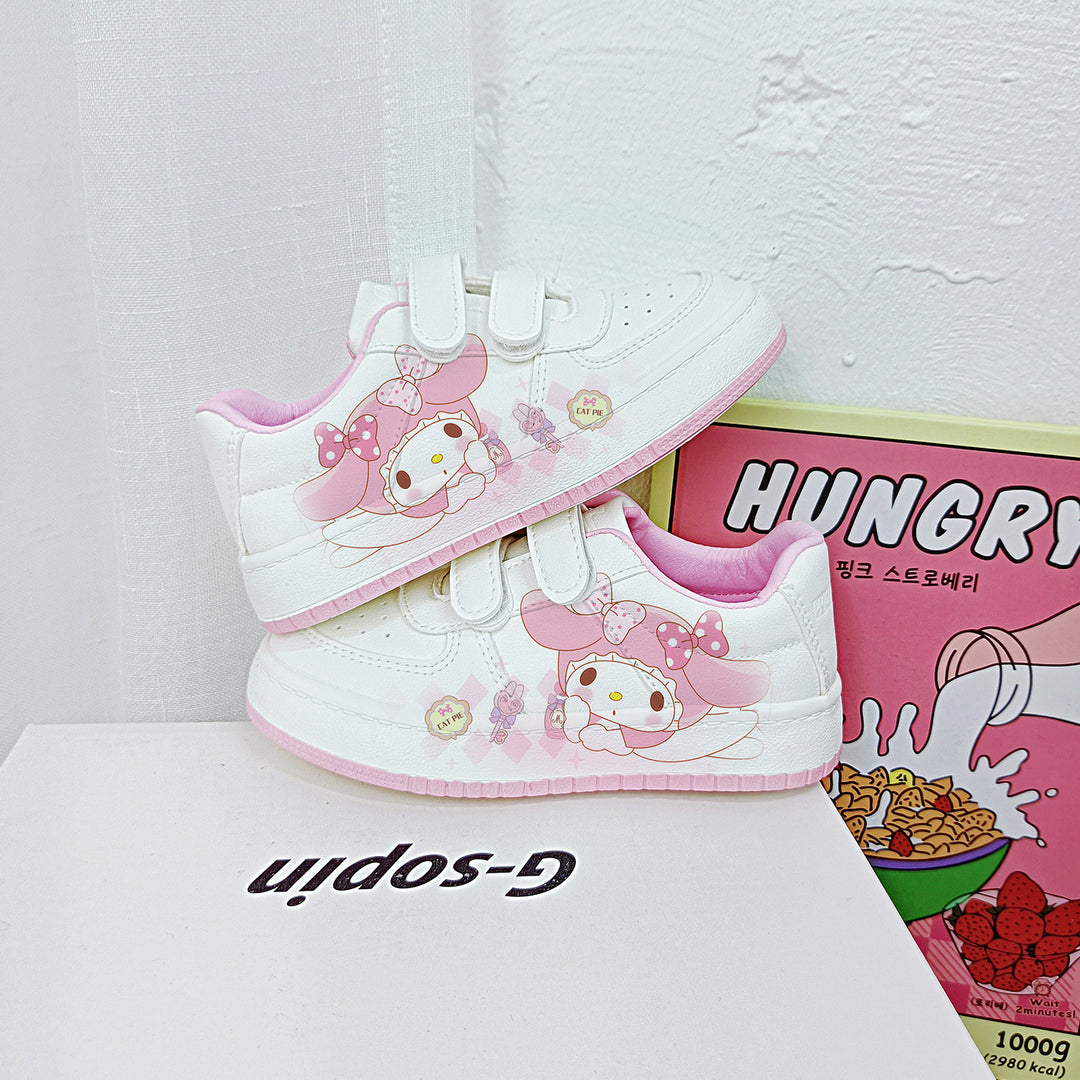 Pink Kawaii Melody Student Sneakers Kids Size with Velcro Fastener