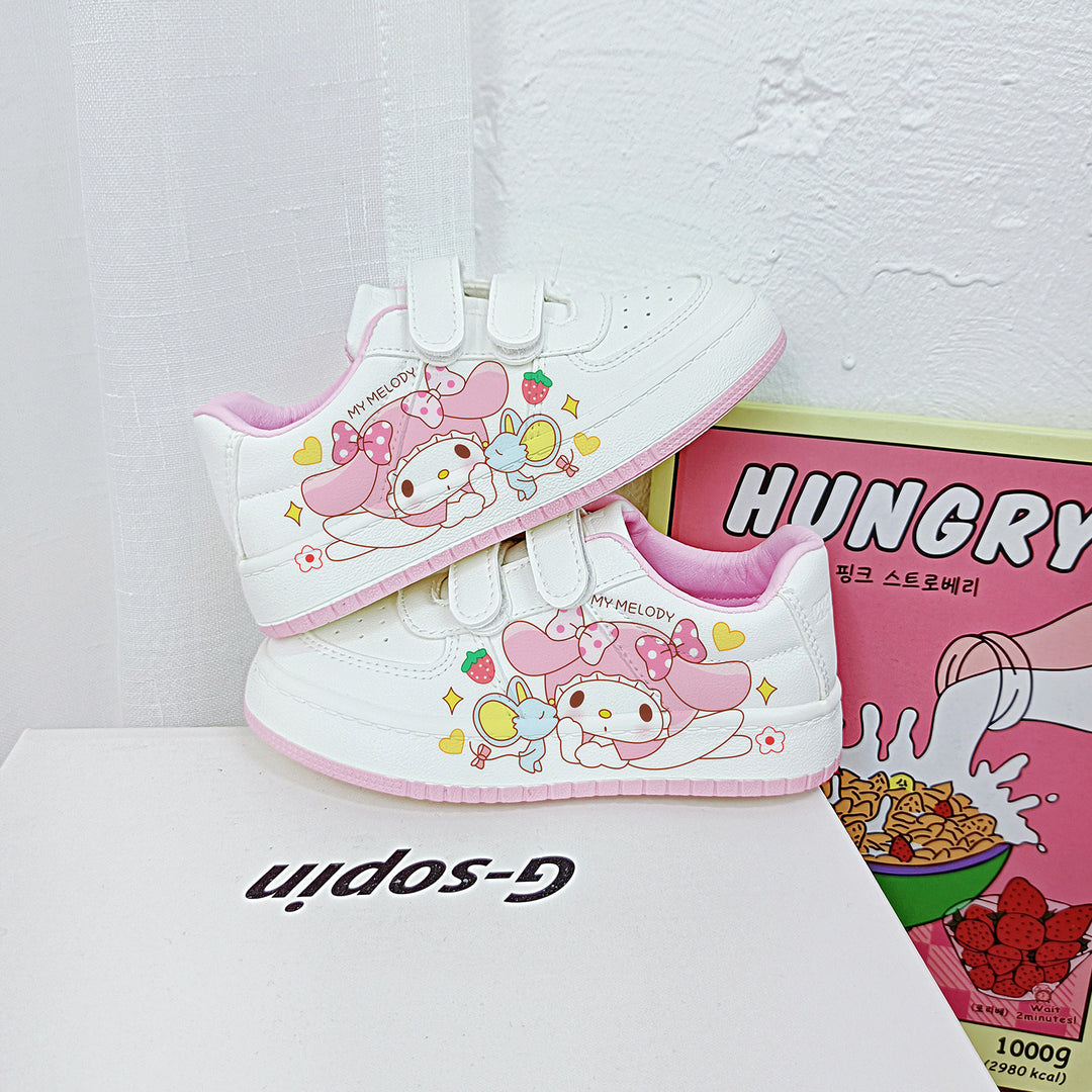 Pink Kawaii Melody Student Sneakers Kids Size with Velcro Fastener