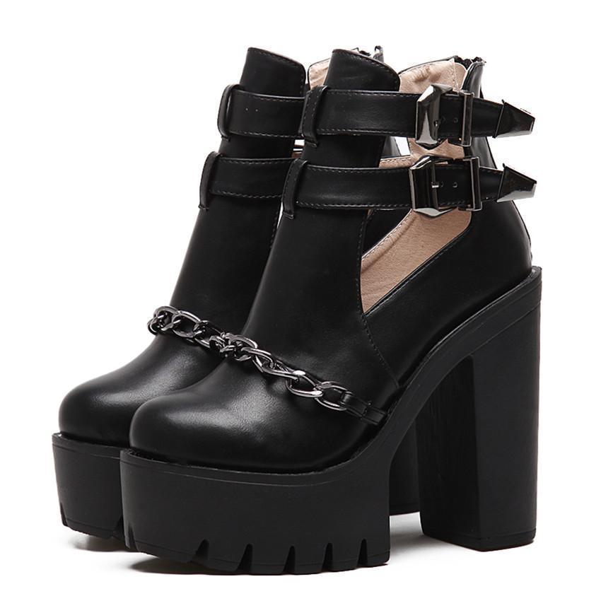 High Heels Platform Shoes Gothic Ankle Boots