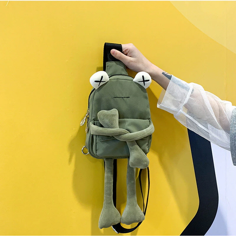 Cute Frog Zipper Canvas Crossboby Bag