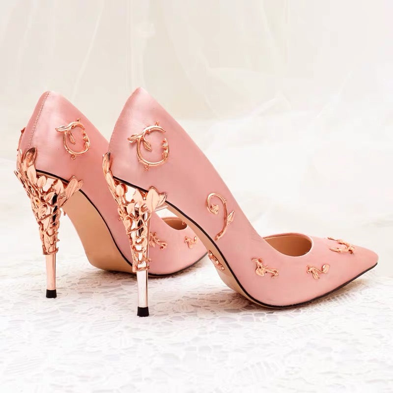 Womens 9cm shoes crystal glass flower high heels female rhinestone